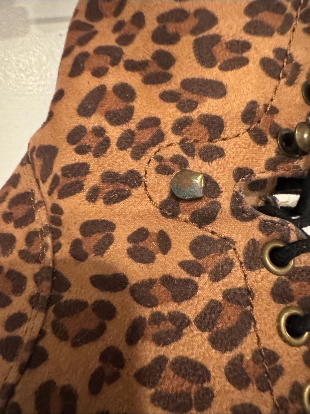 MIA Leopard Print Lace-Up Combat Boots Brown Black Size 7 - Picture 2 of 11